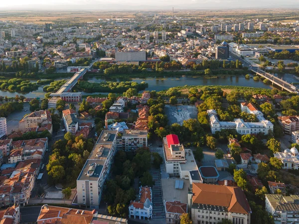 Csodálatos Légi Naplemente Kilátás Város Plovdiv Bulgária — Stock Fotó