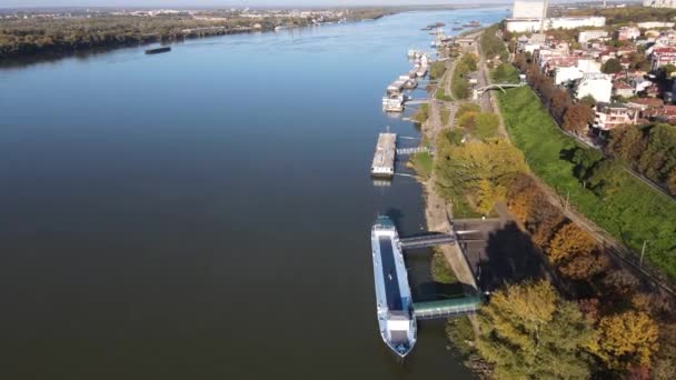 Luftaufnahme Der Donau Der Nähe Der Stadt Russe Und Der — Stockvideo