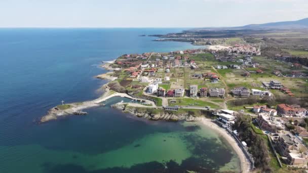 Vista Aerea Del Villaggio Lozenets Sulla Costa Del Mar Nero — Video Stock