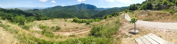 Panorama Van Rhodopegebergte Dichtbij Dorp Oreshets Regio Plovdiv Bulgarije — Stockfoto