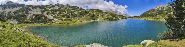 Panorama Del Lago Fish Banderitsa Vihren Peak Pirin Mountain Bulgaria — Foto Stock