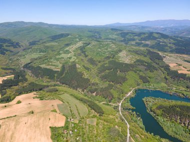 Topolnitsa Barajı 'nın hava manzarası, Sredna Gora Dağı, Bulgaristan