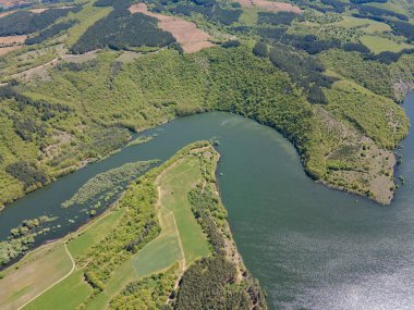 Topolnitsa Barajı 'nın hava manzarası, Sredna Gora Dağı, Bulgaristan