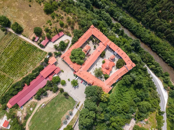 Letecký Pohled Středověký Klášter Bachkovo Kolej Matky Boží Bulharsko — Stock fotografie