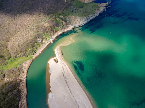 Vista Aérea Playa Desembocadura Del Río Veleka Pueblo Sinemorets Región — Foto de Stock