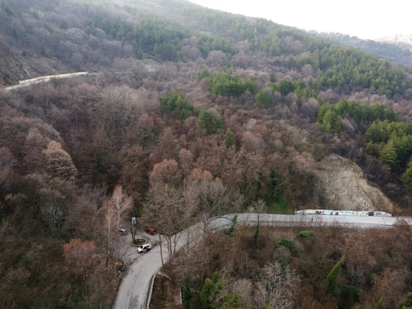 Vue Aérienne Coucher Soleil Des Rhodopes Près Ville Asenovgrad Région — Photo