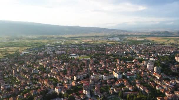 Vista Aerea Della Città Petrich Regione Blagoevgrad Bulgaria — Video Stock