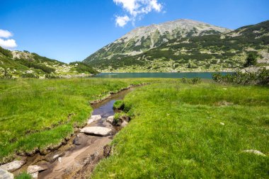 Bulgaristan 'ın Pirin Dağı' ndaki Balık Banderitsa gölünün yaz manzarası