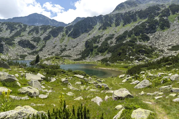 Летний Пейзаж Озера Фиш Бандерица Горе Пирин Болгария — стоковое фото