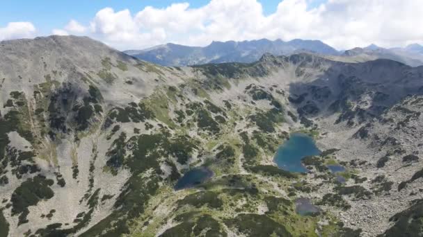 Widok Lotu Ptaka Jezioro Długie Pirin Mountain Bułgaria — Wideo stockowe