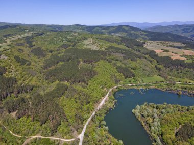 Topolnitsa Barajı 'nın hava manzarası, Sredna Gora Dağı, Bulgaristan