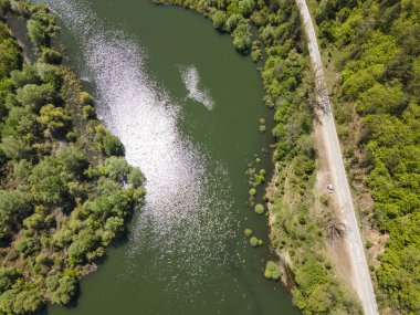 Topolnitsa Barajı 'nın hava manzarası, Sredna Gora Dağı, Bulgaristan
