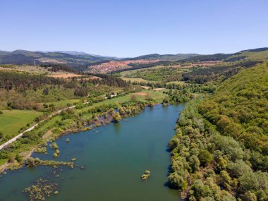 Topolnitsa Barajı 'nın hava manzarası, Sredna Gora Dağı, Bulgaristan