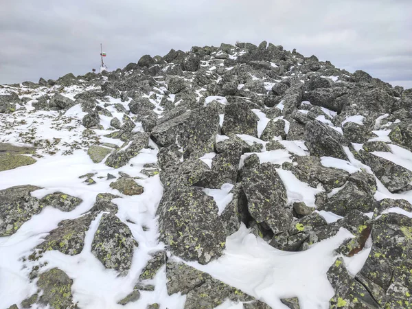 Zimowy Krajobraz Szczytu Kamen Del Górze Vitosha Obwód Sofijski Bułgaria — Zdjęcie stockowe