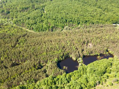 Sofya Bölgesi, Bulgaristan 'daki Lozenska Dağı' ndaki Sua Gabra Gölleri 'nin hava manzarası