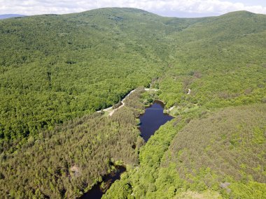 Sofya Bölgesi, Bulgaristan 'daki Lozenska Dağı' ndaki Sua Gabra Gölleri 'nin hava manzarası