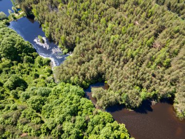 Sofya Bölgesi, Bulgaristan 'daki Lozenska Dağı' ndaki Sua Gabra Gölleri 'nin hava manzarası