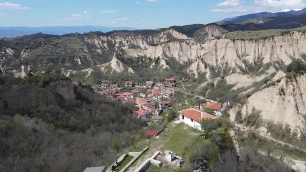 Flygfoto Över Historiska Staden Melnik Blagoevgrad Region Bulgarien — Stockvideo