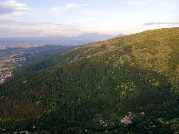 Vista Aerea Tramonto Della Montagna Belasitsa Vicino Alla Città Petrich — Foto Stock