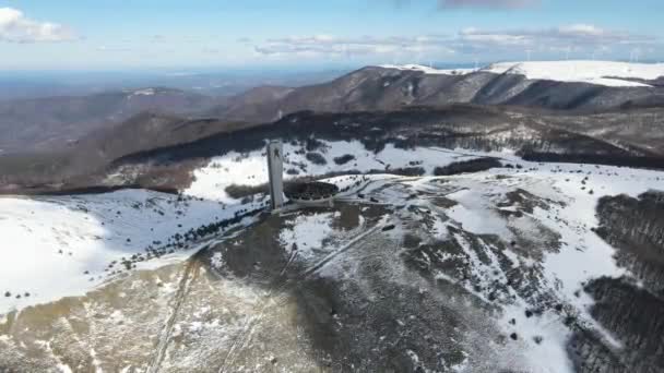 Buzludha Bulgaria January 2021 Pemandangan Udara Rumah Peringatan Terbengkalai Partai — Stok Video