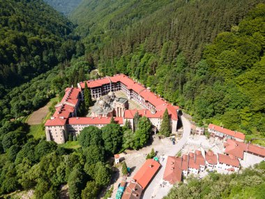 Bulgaristan 'ın Kyustendil Bölgesi, Rila Manastırı' nın şaşırtıcı hava manzarası