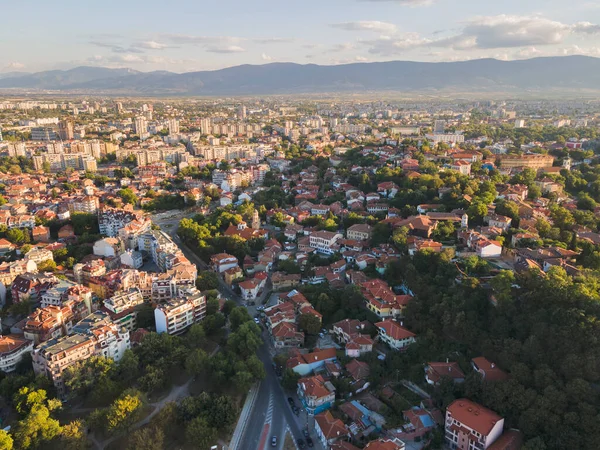 Csodálatos Légi Naplemente Város Plovdiv Bulgária — Stock Fotó