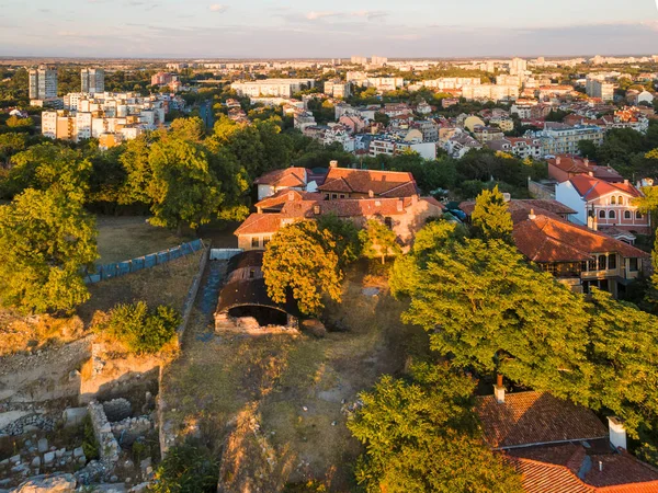 Úžasný Letecký Západ Slunce Město Plovdiv Bulharsko — Stock fotografie