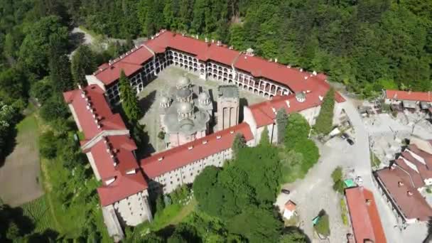 Καταπληκτική Αεροφωτογραφία Της Μονής Ρίλα Περιοχή Kyustendil Βουλγαρία — Αρχείο Βίντεο