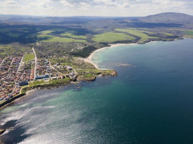 Bulgaristan 'ın Burgaz Bölgesi Ahtopol kentinin şaşırtıcı hava manzarası
