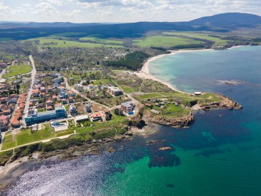 Bulgaristan 'ın Burgaz Bölgesi Ahtopol kentinin şaşırtıcı hava manzarası