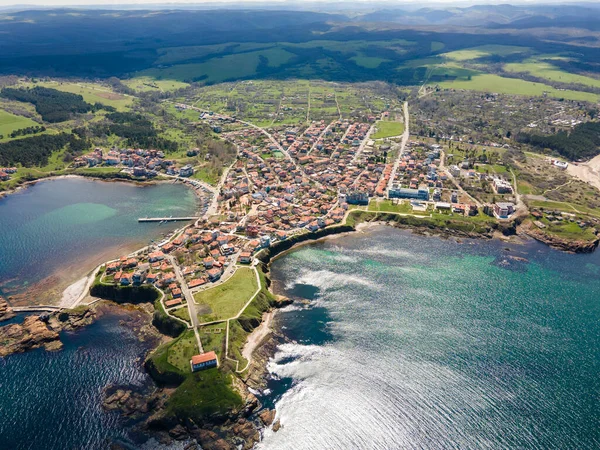 Bulgaristan 'ın Burgaz Bölgesi Ahtopol kentinin şaşırtıcı hava manzarası