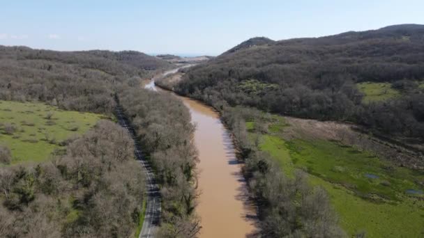 Aerial View Ropotamo River Arkutino Region Burgas Region Bulgaria — Stok Video