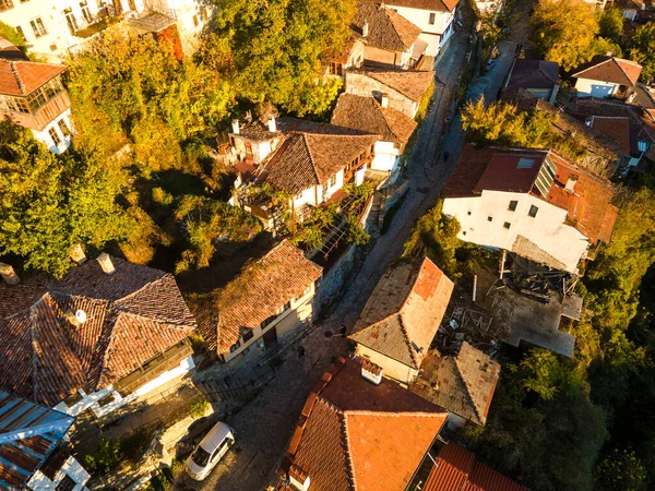 Increíble Vista Aérea Atardecer Ciudad Veliko Tarnovo Bulgaria — Foto de Stock