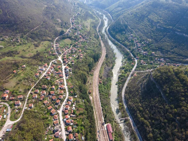 Vue Aérienne Village Lakatnik Iskar River Gorge Balkan Mountains Bulgarie — Photo