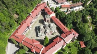 Bulgaristan 'ın Kyustendil Bölgesi, Rila Manastırı' nın şaşırtıcı hava manzarası