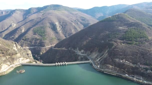 Vista Aérea Del Embalse Vacha Antonivanovtsi Montañas Rhodope Región Plovdiv — Vídeo de stock