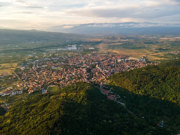 Bulgaristan Blagoevgrad Bölgesinin Petrich Kentinin Şaşırtıcı Hava Günbatımı Manzarası — Stok fotoğraf