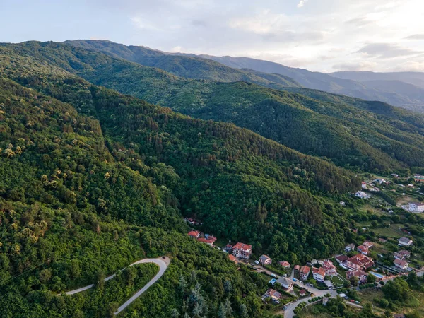 Incredibile Vista Sul Tramonto Aereo Della Città Petrich Regione Blagoevgrad — Foto Stock