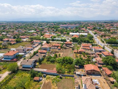 Bulgaristan 'ın Filibe Bölgesi' nin Tsalapitsa köyünün hava manzarası