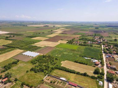 Bulgaristan 'ın Filibe Bölgesi' nin Tsalapitsa köyünün hava manzarası