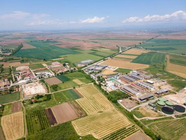 Bulgaristan 'ın Filibe Bölgesi' nin Tsalapitsa köyünün hava manzarası