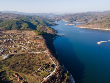 Topolnitsa Barajı 'nın hava manzarası, Sredna Gora Dağı, Bulgaristan