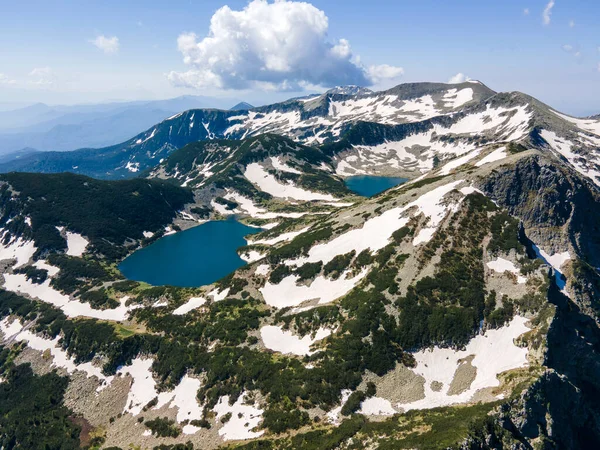 Niesamowity Widok Lotu Ptaka Jeziora Kremenski Szczyt Dzhano Góra Pirin — Zdjęcie stockowe