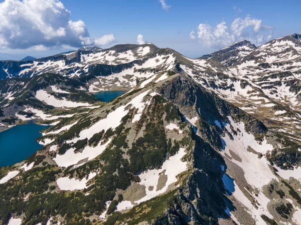 Amazing Aerial View Kremenski Lakes Dzhano Peak Pirin Mountain Bulgaria — Stok Foto