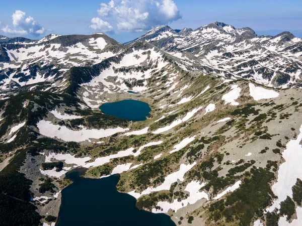 Niesamowity Widok Lotu Ptaka Jeziora Kremenski Szczyt Dzhano Góra Pirin — Zdjęcie stockowe