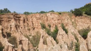 Kaya oluşumunun hava görüntüsü Stob piramitleri, Rila Dağı, Kyustendil bölgesi, Bulgaristan