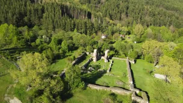 Letecký Pohled Elenskou Baziliku Zřícenina Raně Byzantského Křesťanského Kostela Nedaleko — Stock video