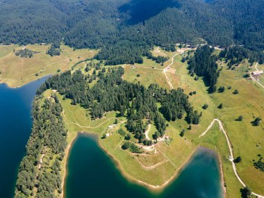 Bulgaristan 'ın Smolyan Bölgesi, Dospat Reservoir Havacılık Manzarası