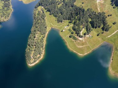 Bulgaristan 'ın Smolyan Bölgesi, Dospat Reservoir Havacılık Manzarası