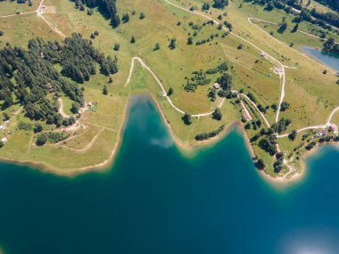 Bulgaristan 'ın Smolyan Bölgesi, Dospat Reservoir Havacılık Manzarası